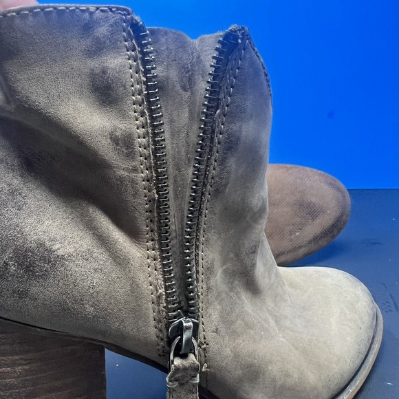 Aldo Women's Leather Ankle Booties Size 6.5 Chunky Heel Boots Distressed Brown - Picture 10 of 10